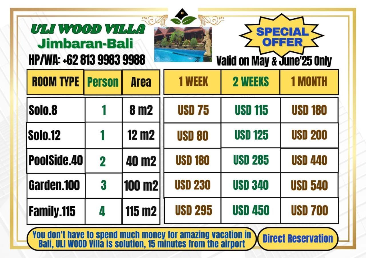 Uli Wood Villa, Jimbaran Bali - Near Gwk Экстерьер фото